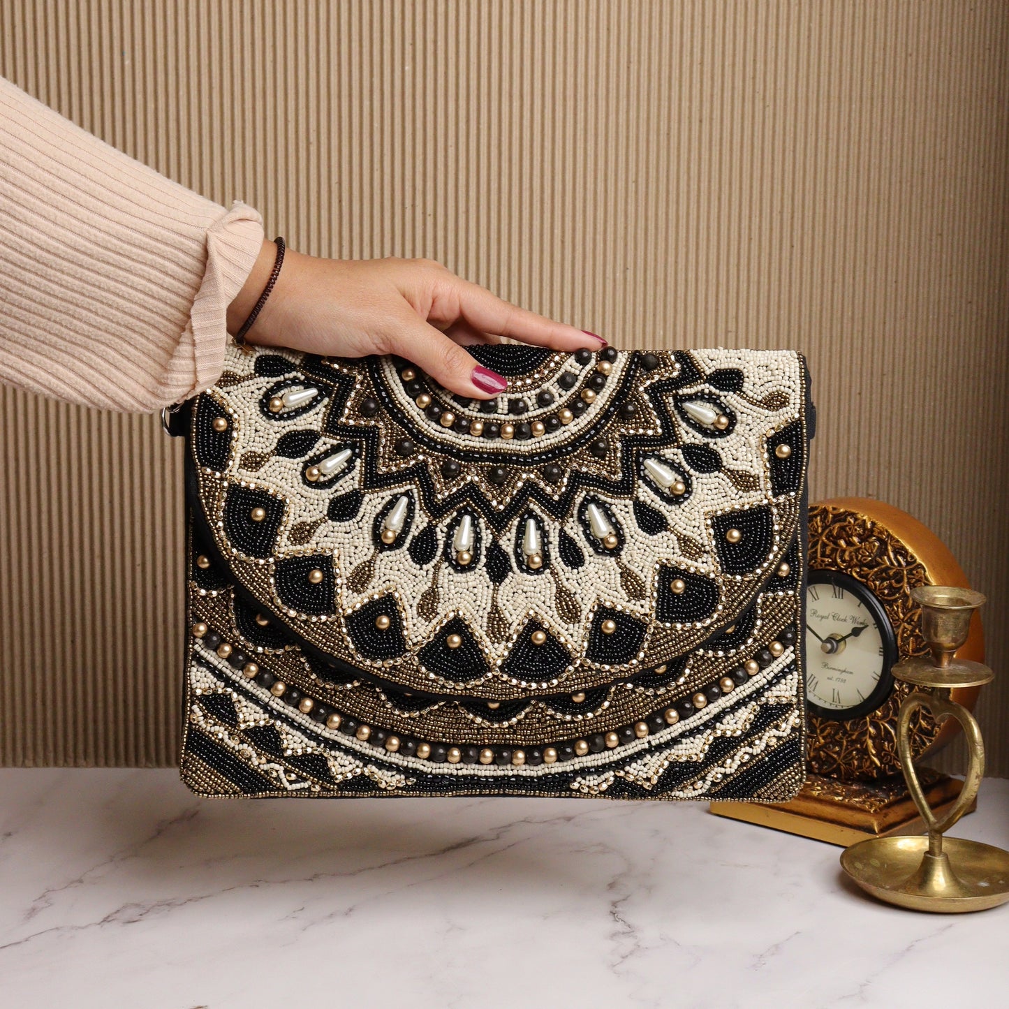 Crystal Maniac Black & White Beaded