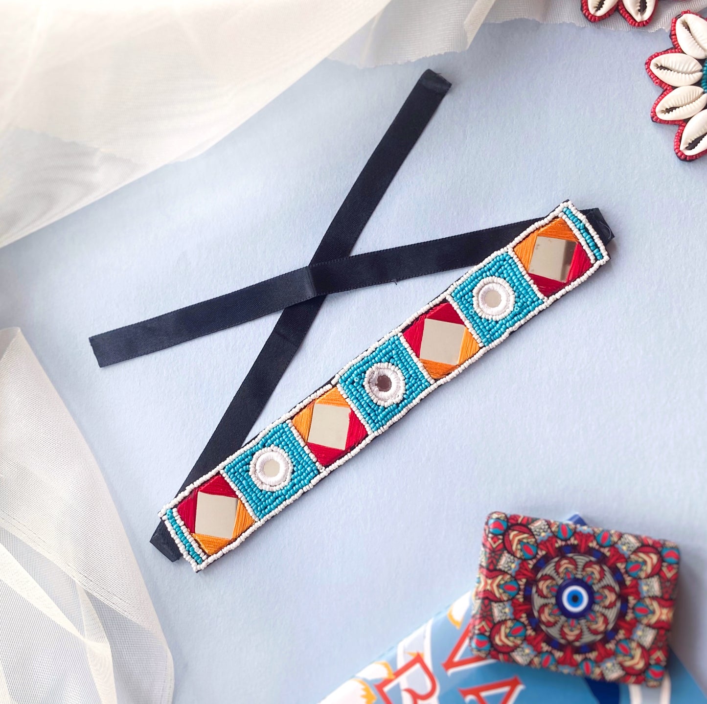 Big Mirror Beaded Choker