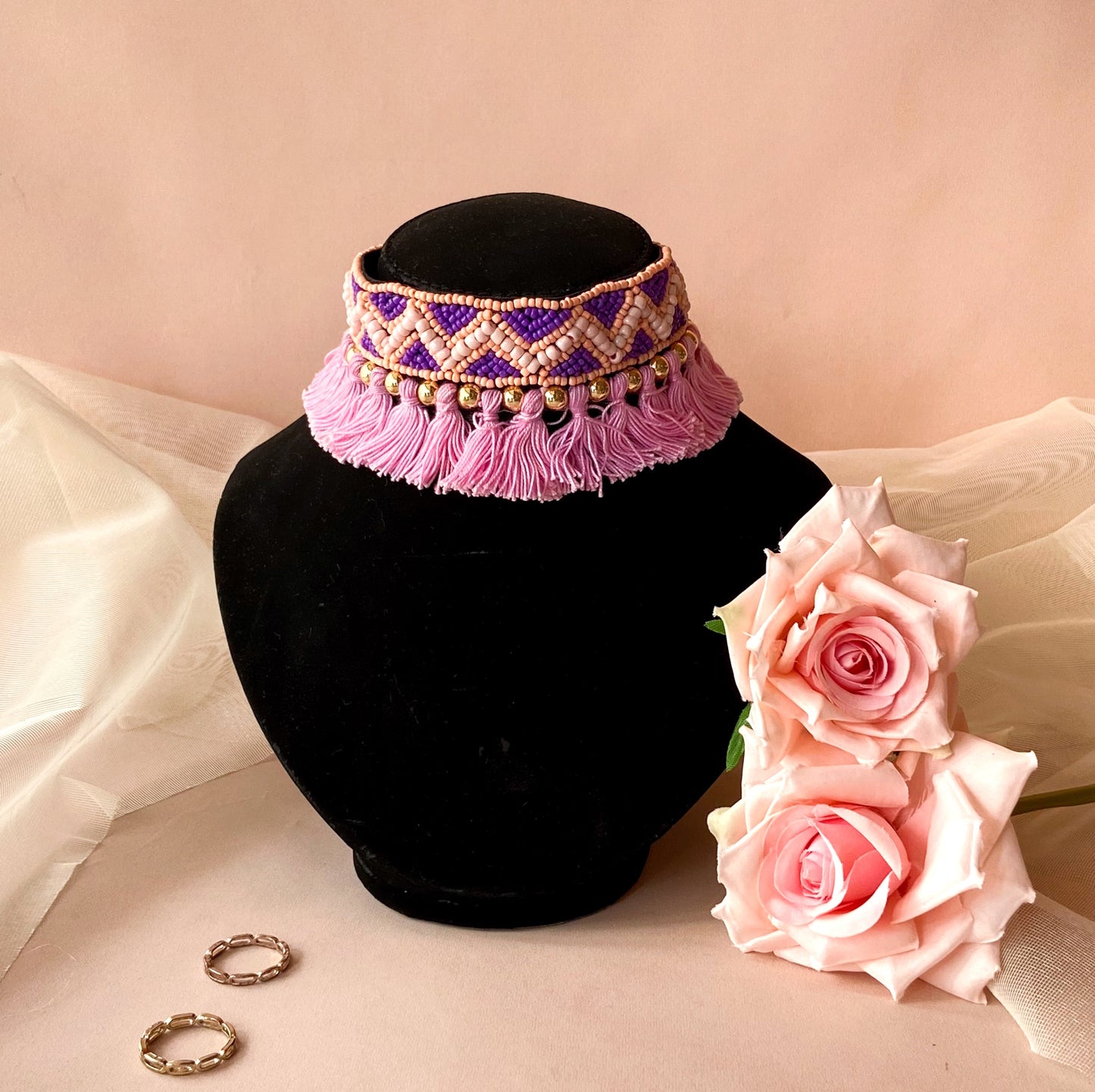 Pink Tassel Choker