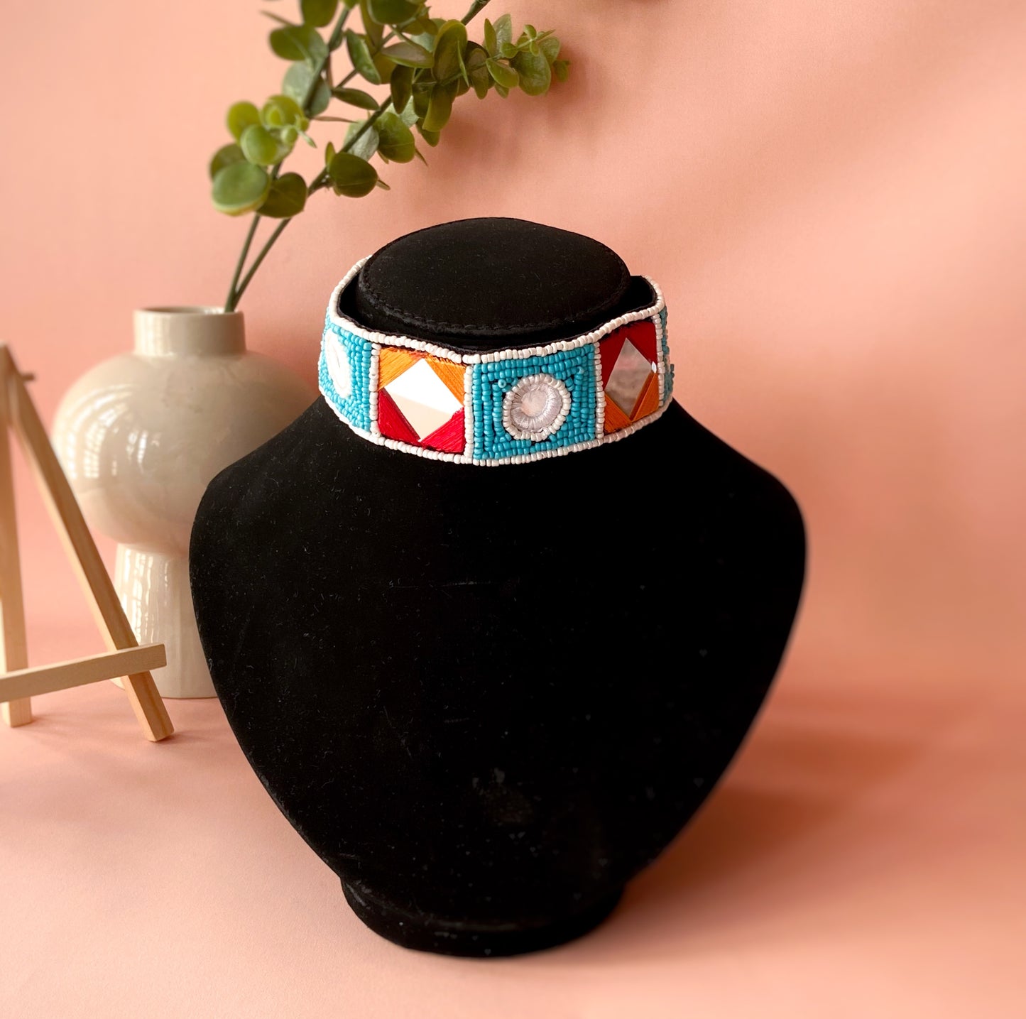 Big Mirror Beaded Choker