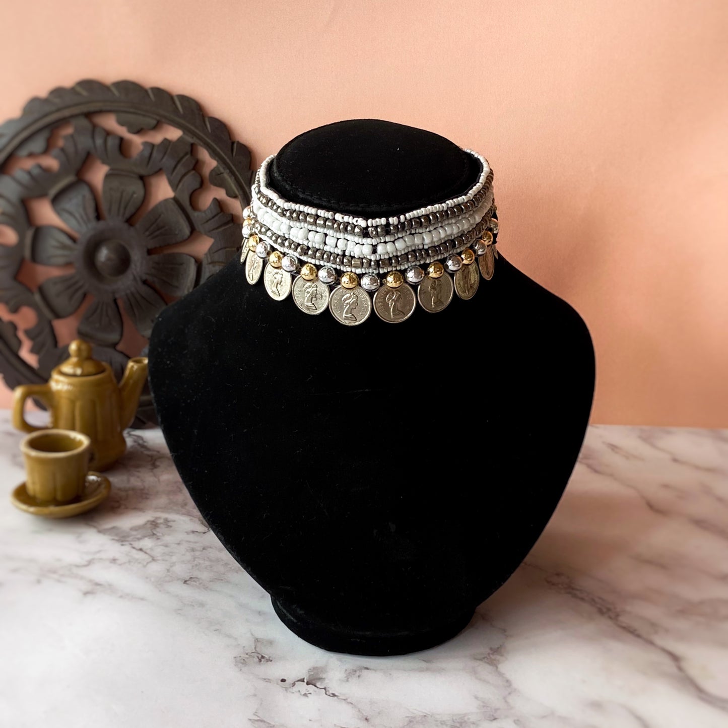 White Coin Choker
