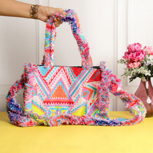 Rumpled Pink Jacquard Tote