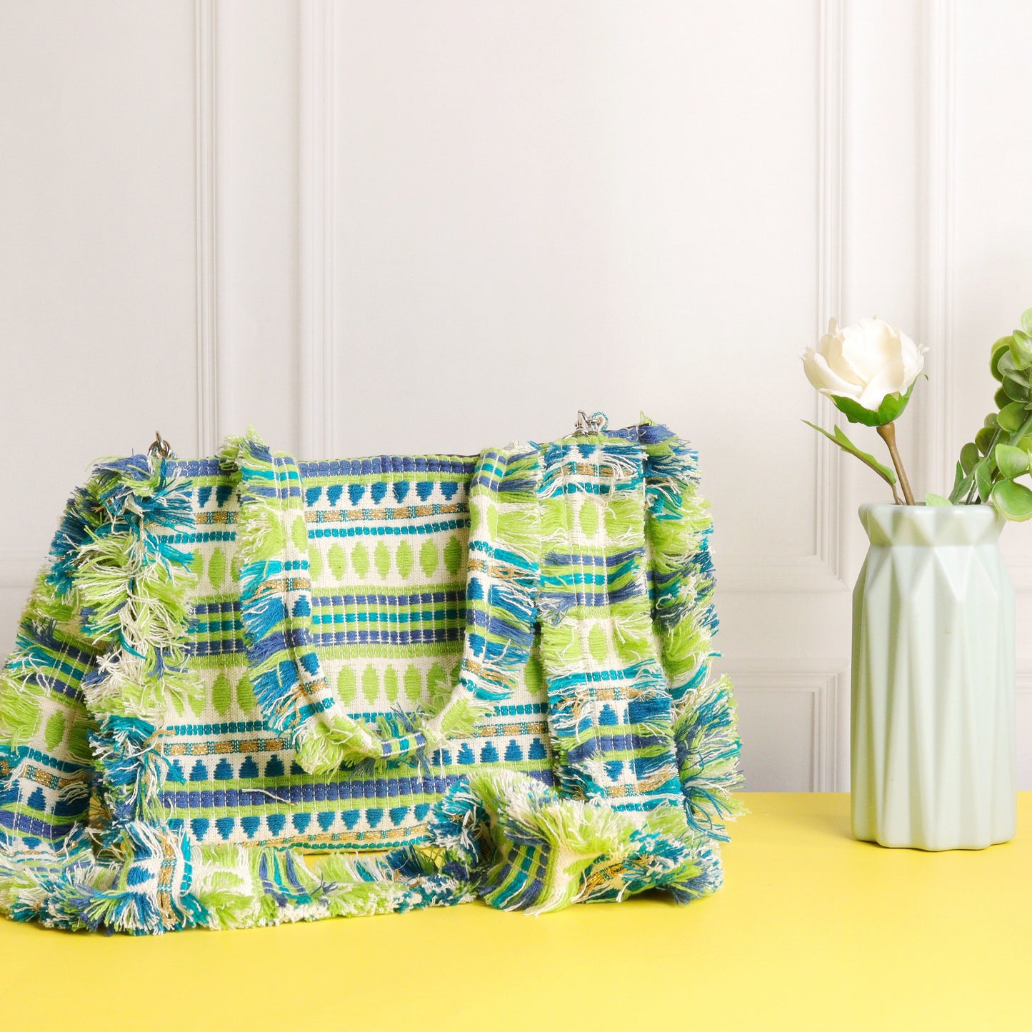 Rumpled Green Jacquard Tote
