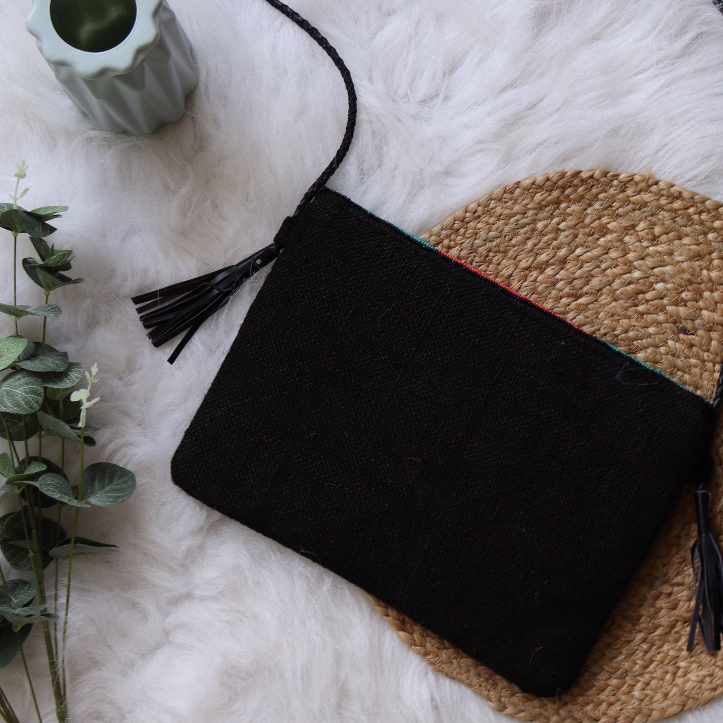 DayDream Raffia Black Clutch Boho Bag