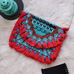 Ruby Azure Beaded Clutch Boho Bag