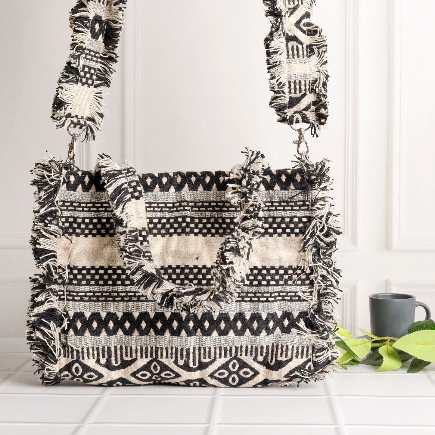 Rumpled Black & White Tote