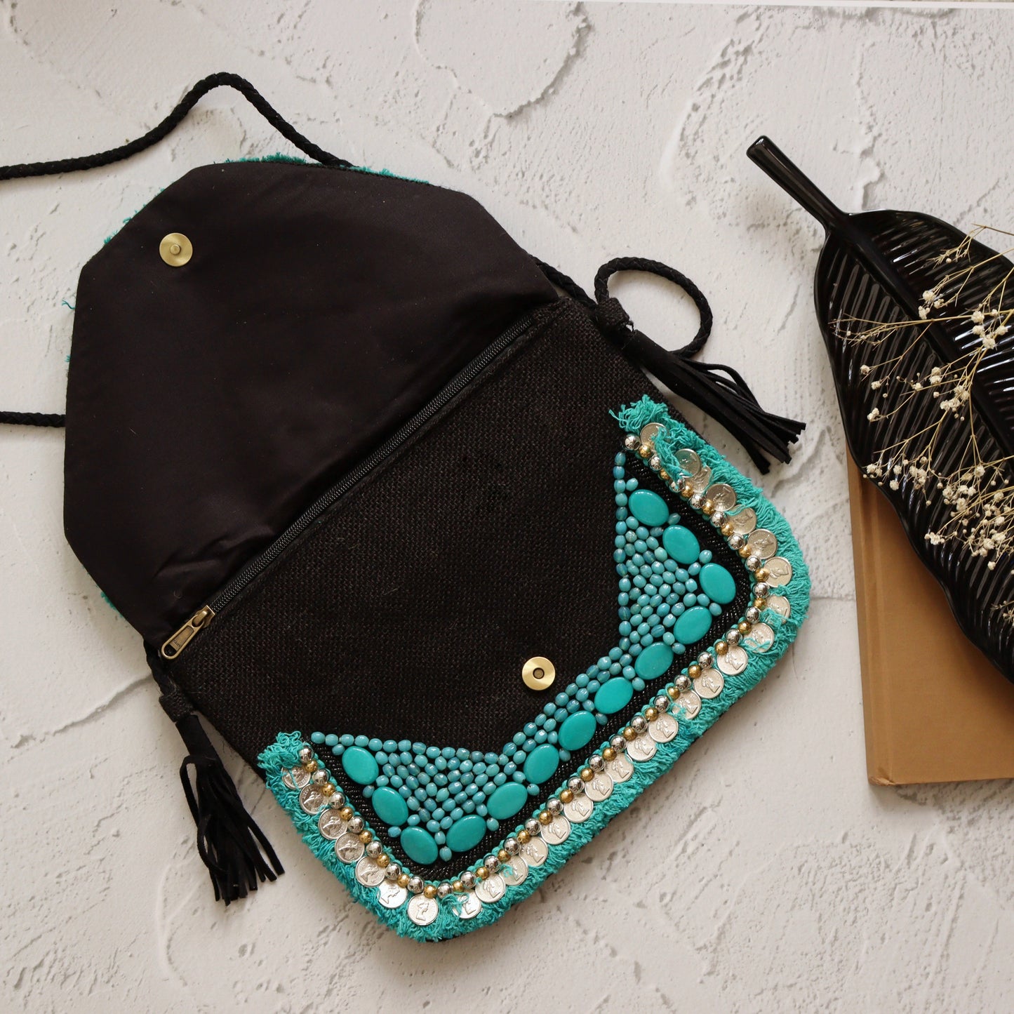 Turquoise Vaso - Glass Beads Bag