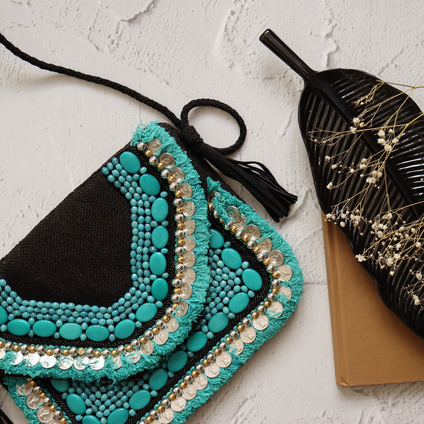 Turquoise Vaso - Glass Beads Bag