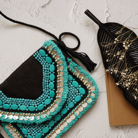 Turquoise Vaso - Glass Beads Bag