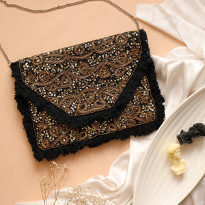 Gorgeous Gold Sequined Bohemian Clutch
