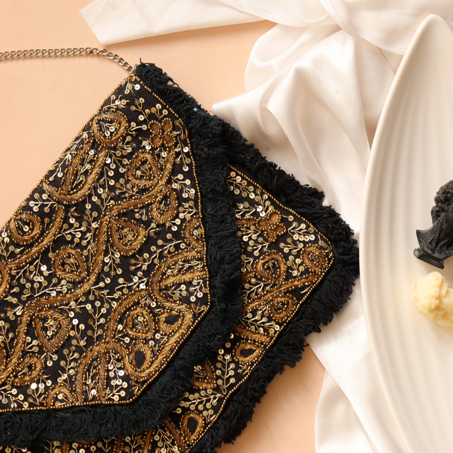 Gorgeous Gold Sequined Bohemian Clutch