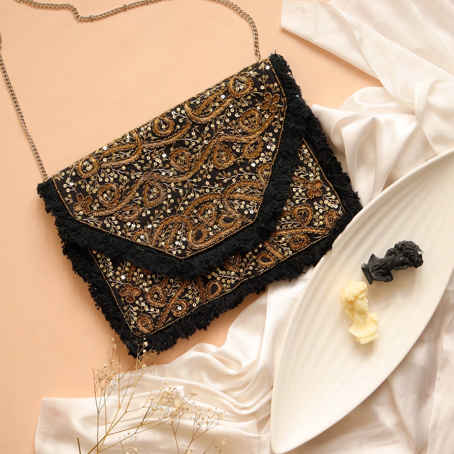 Gorgeous Gold Sequined Bohemian Clutch