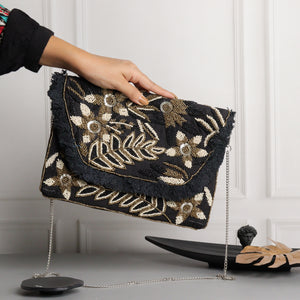 Knife Embroidered Clutch Bag