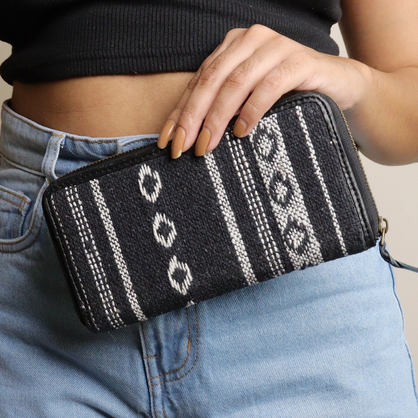 Black Jacquard Wallet