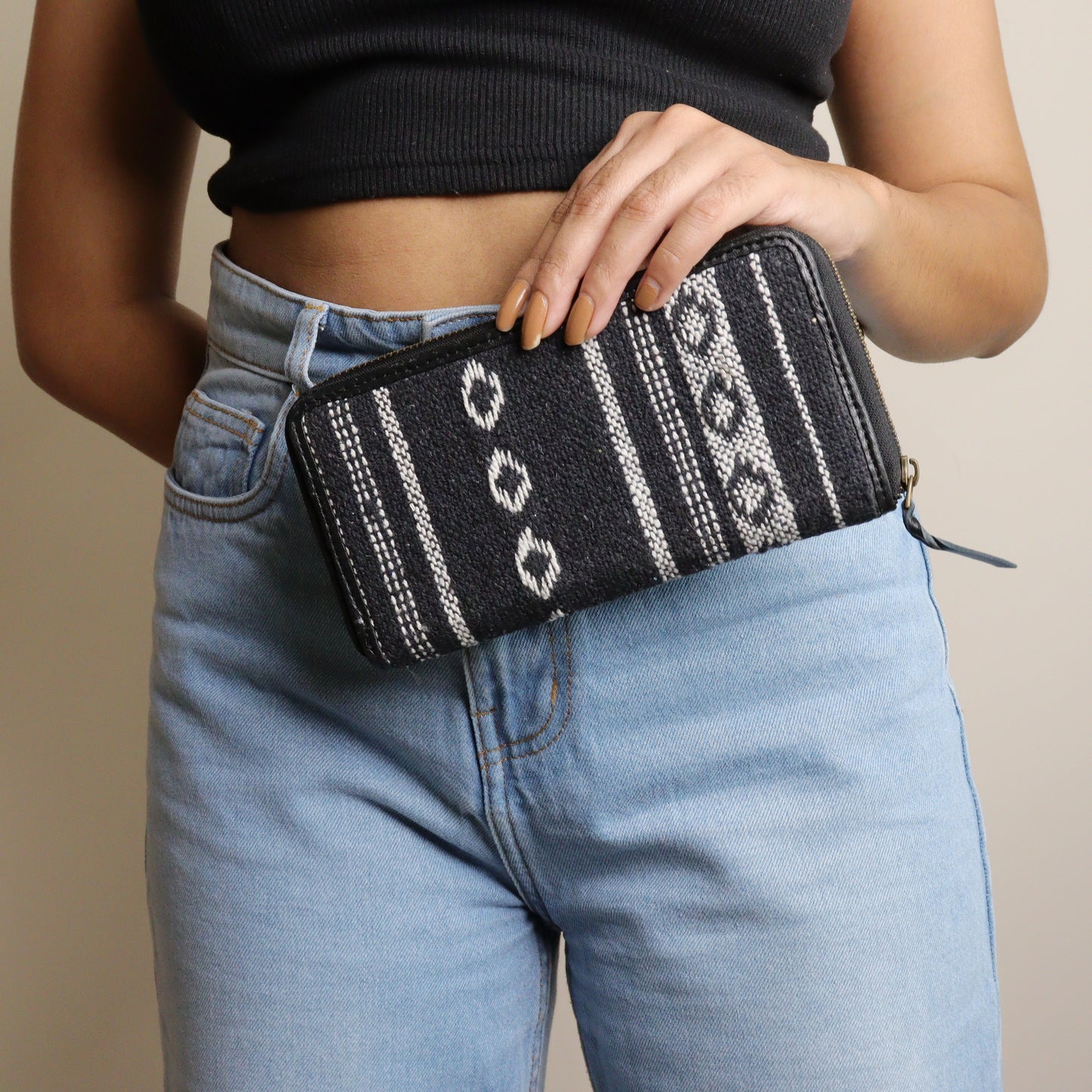 Black Jacquard Wallet
