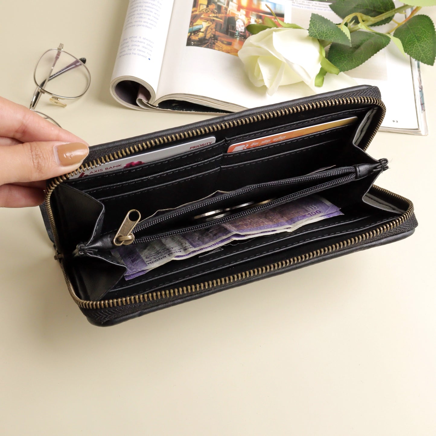 Black Jacquard Wallet