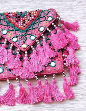 Pink Turquoise Beaded Cali Bag