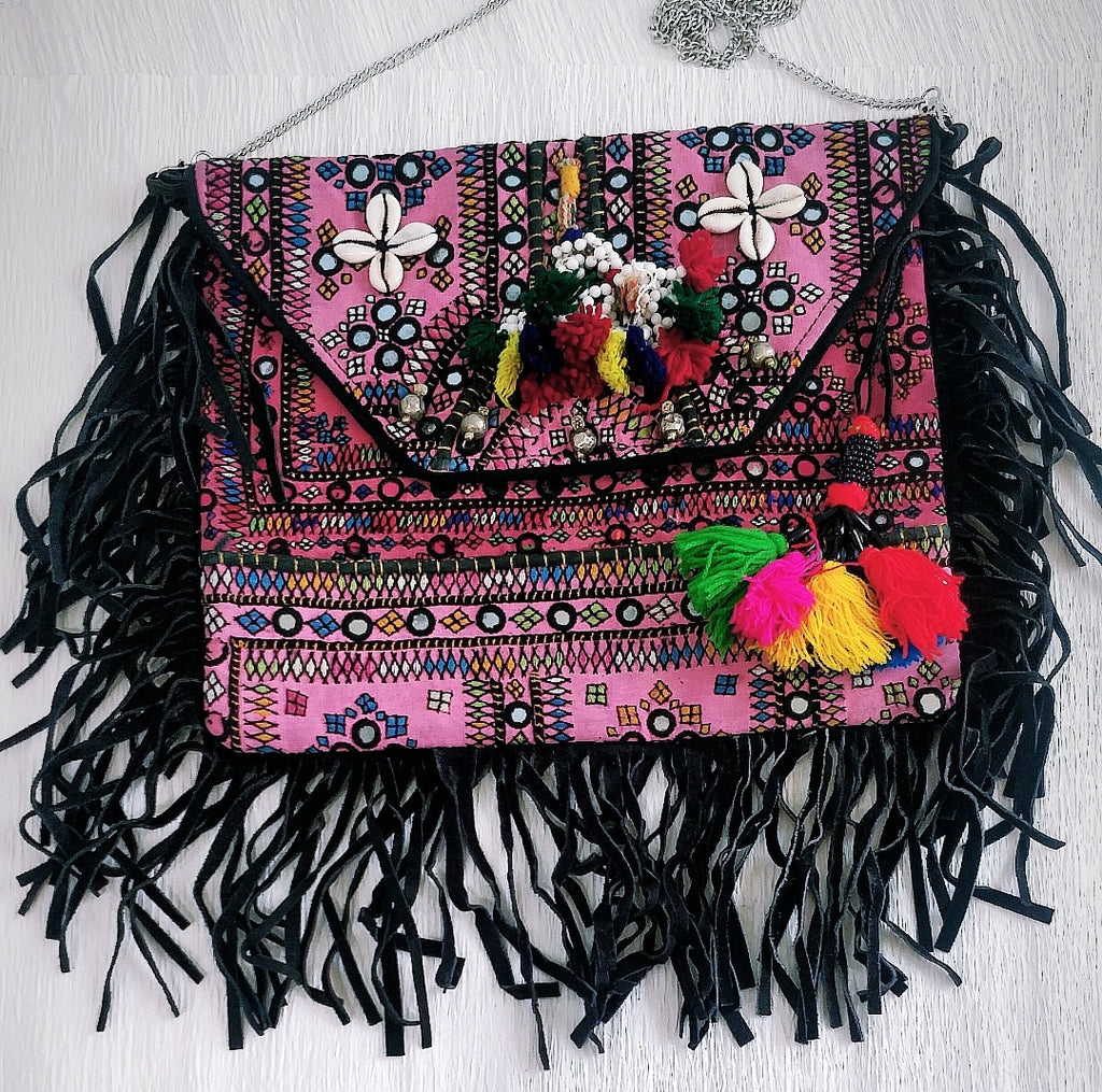 Banjara Fringe Sling with Pom Pom Tassel