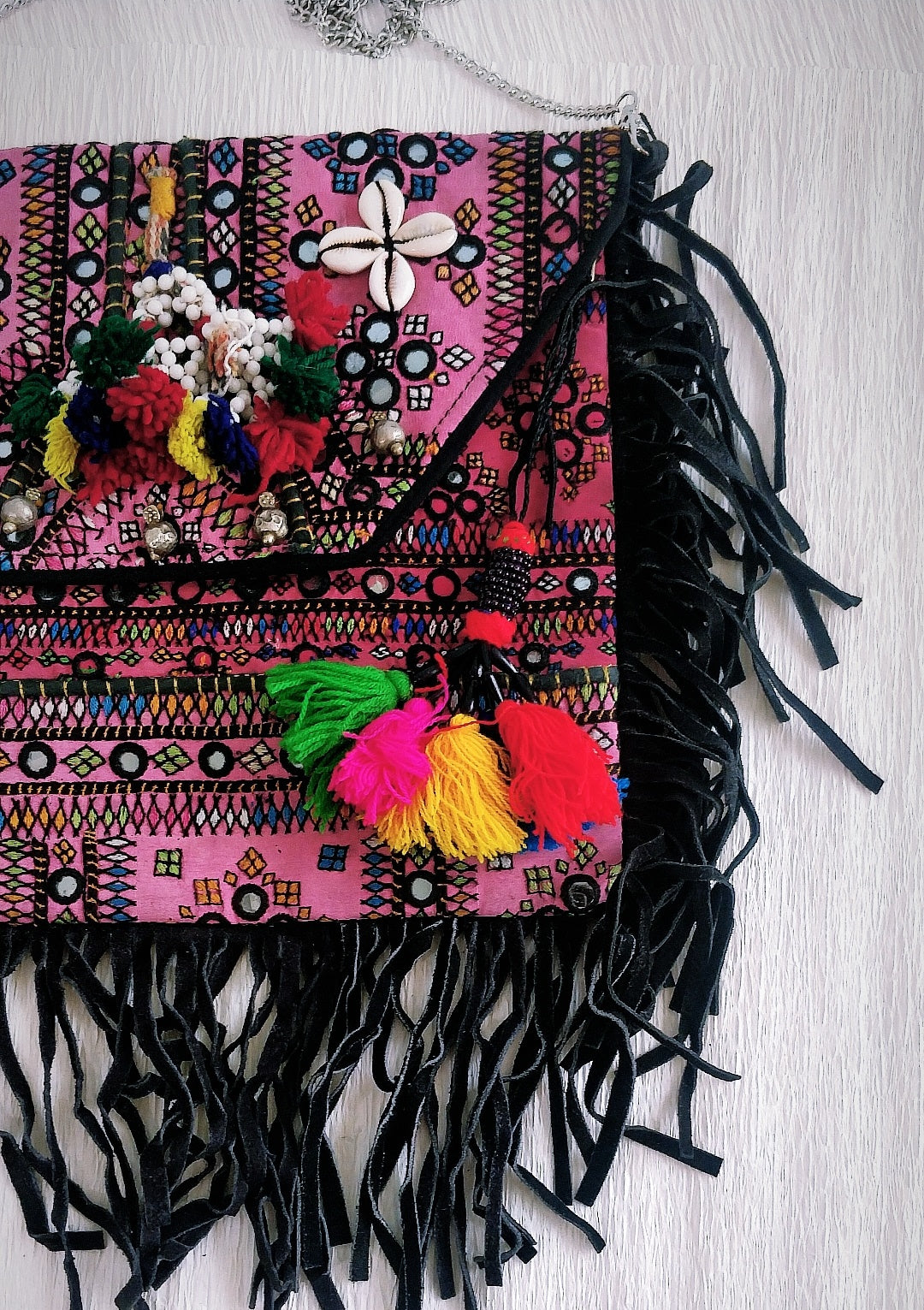 Banjara Fringe Sling with Pom Pom Tassel