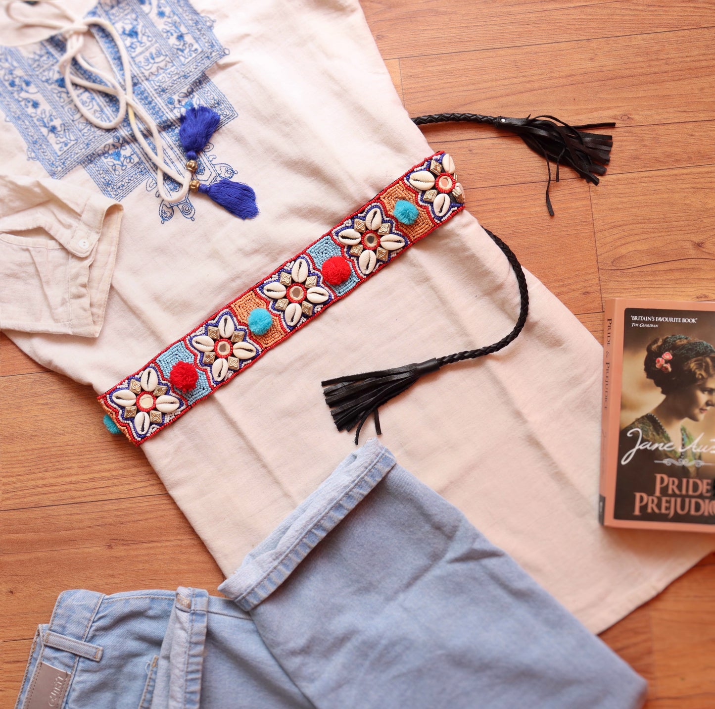 Bohemian Shell Waist Belt - Multi Colored