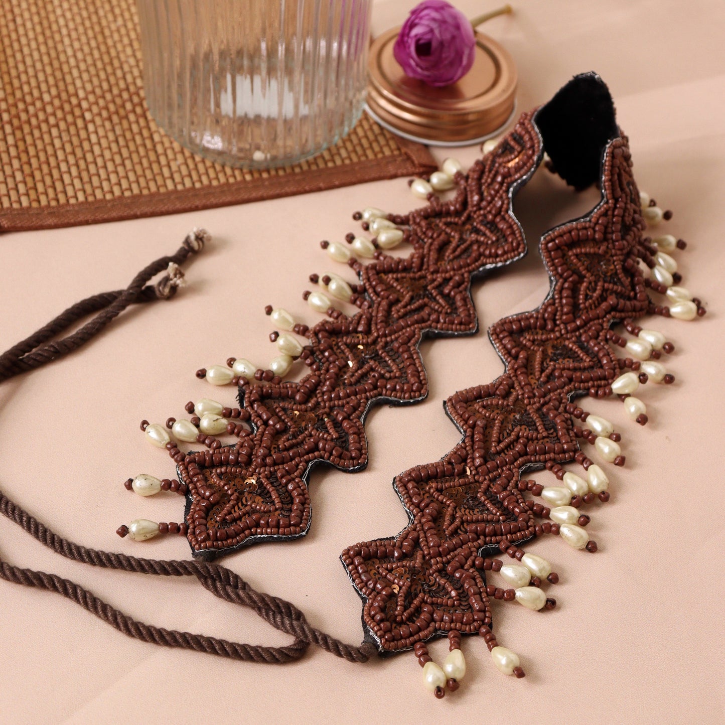 Pearl Choclate Waist Belt