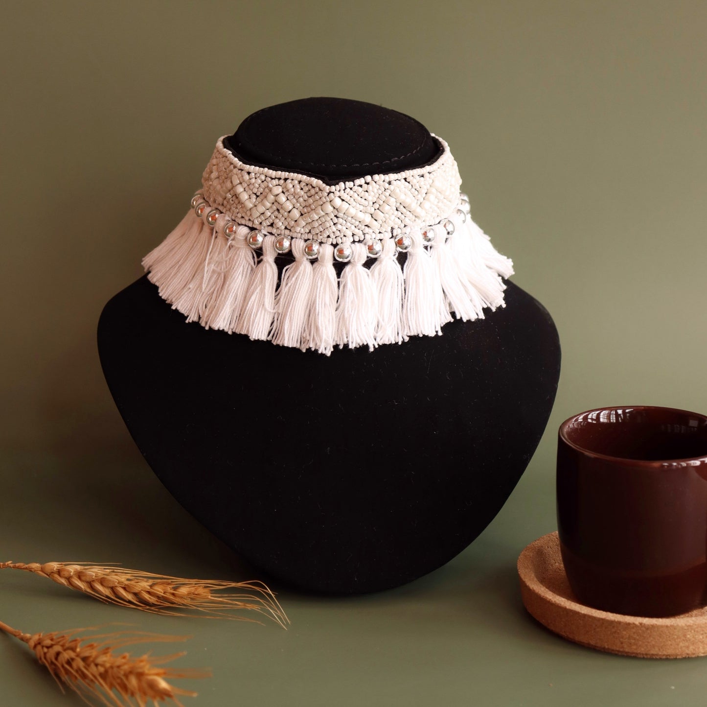 White Tassel Choker
