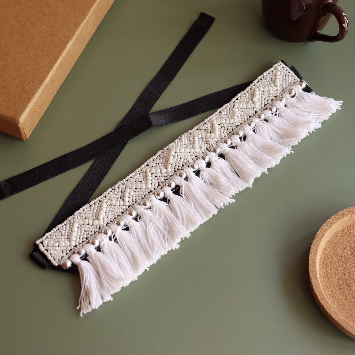 White Tassel Choker