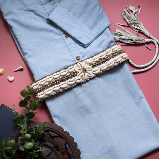 Aanya White Shell Waist Belt