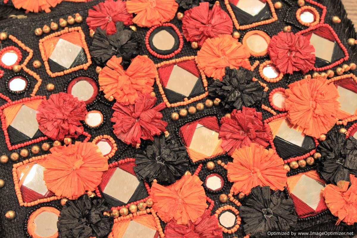 Ranchi Black Marigold Jute Clutch Boho Bag
