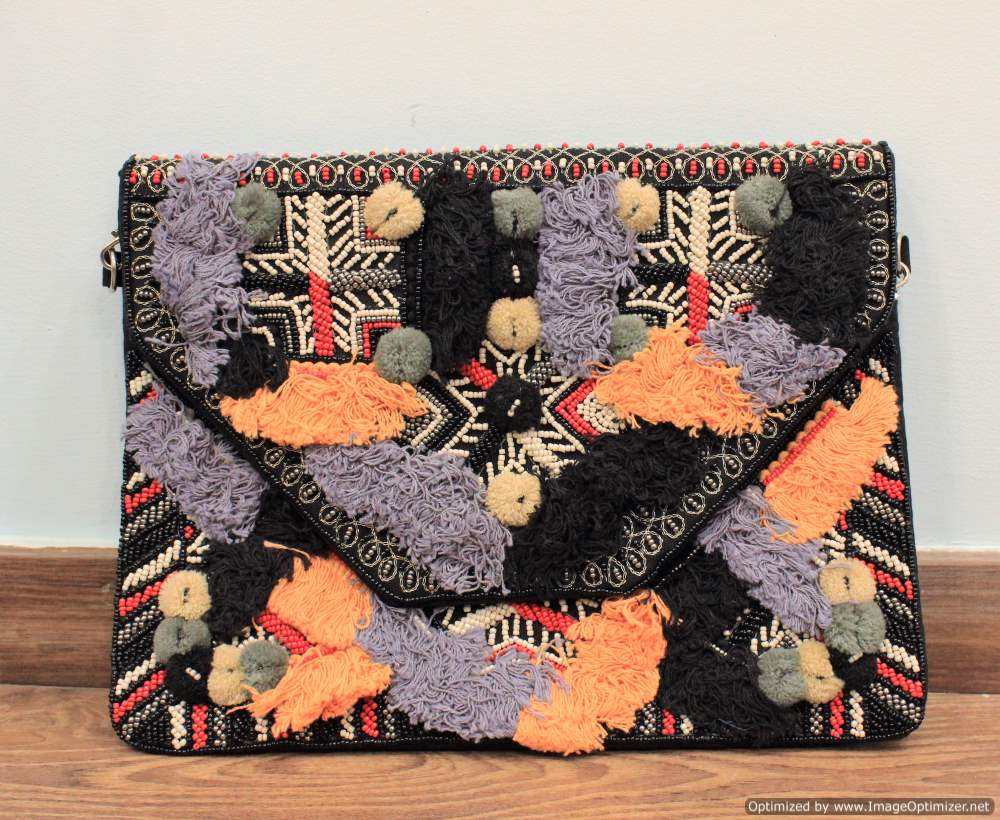 Luwak Black Bohemian Clutch Boho Bag