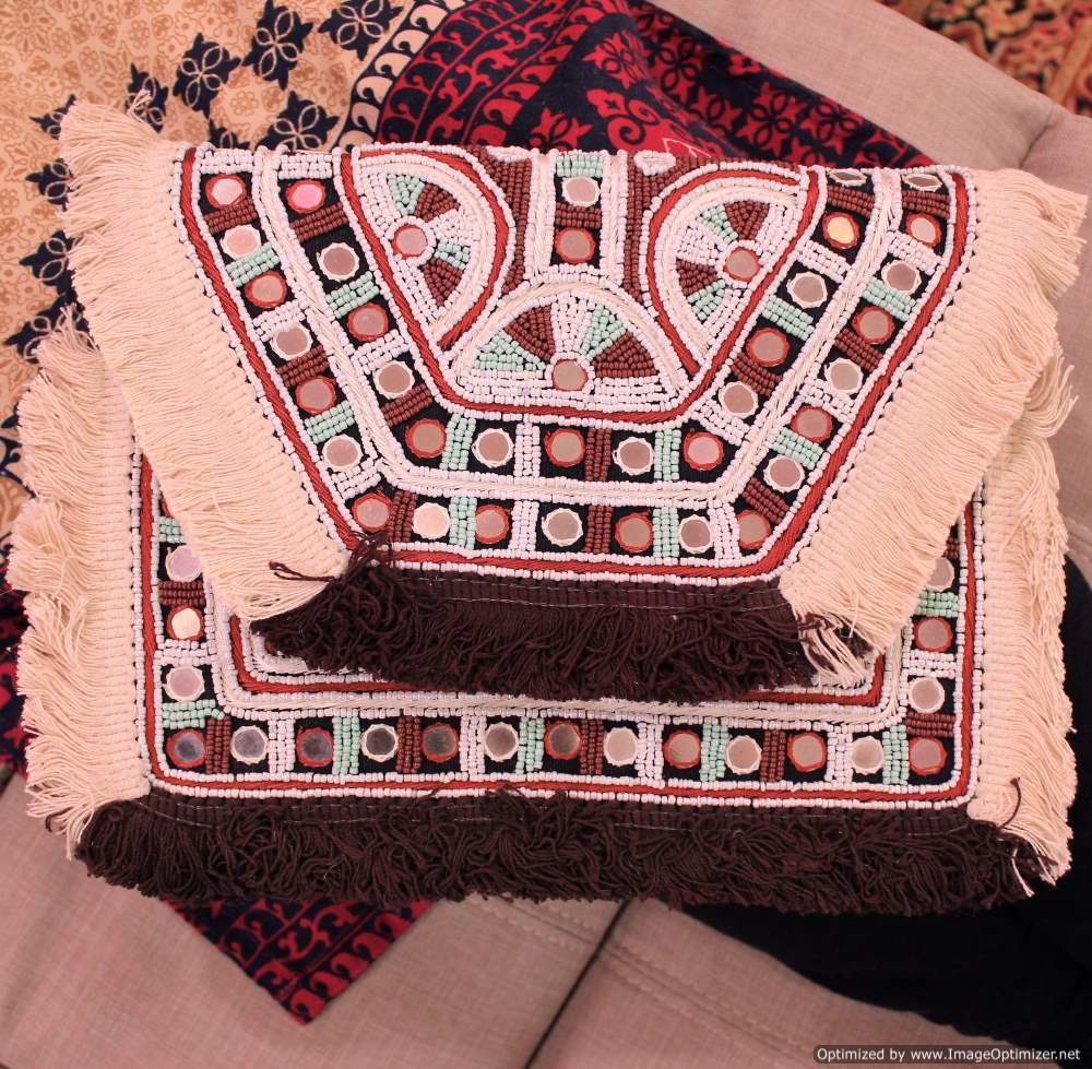 Suralyalanka Chocolate White Bohemian Clutch Boho Bag