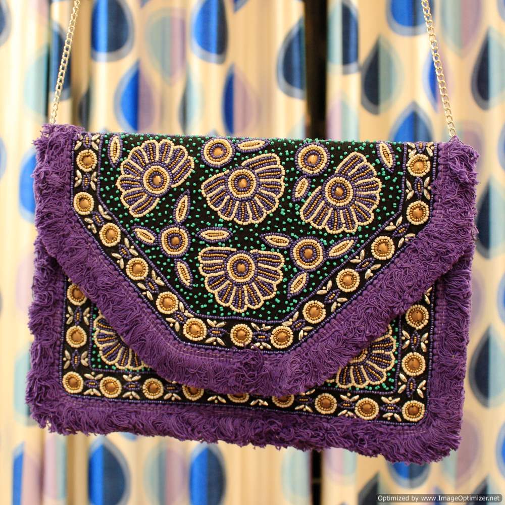 Kochi Purple Clutch Boho Bag
