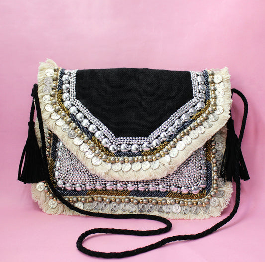 Gypsy Aztec - Black Jute Clutch