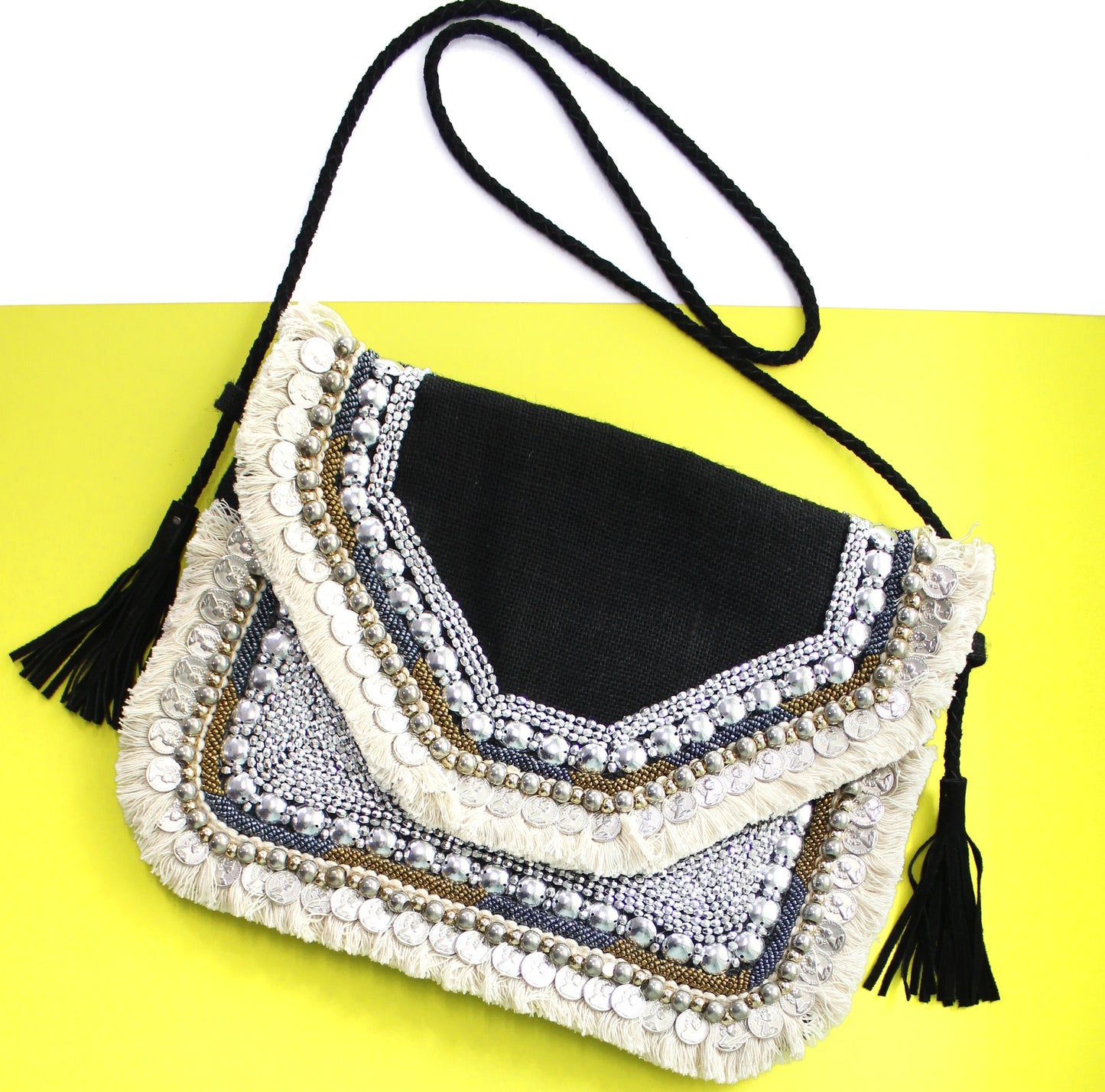 Gypsy Aztec - Black Jute Clutch