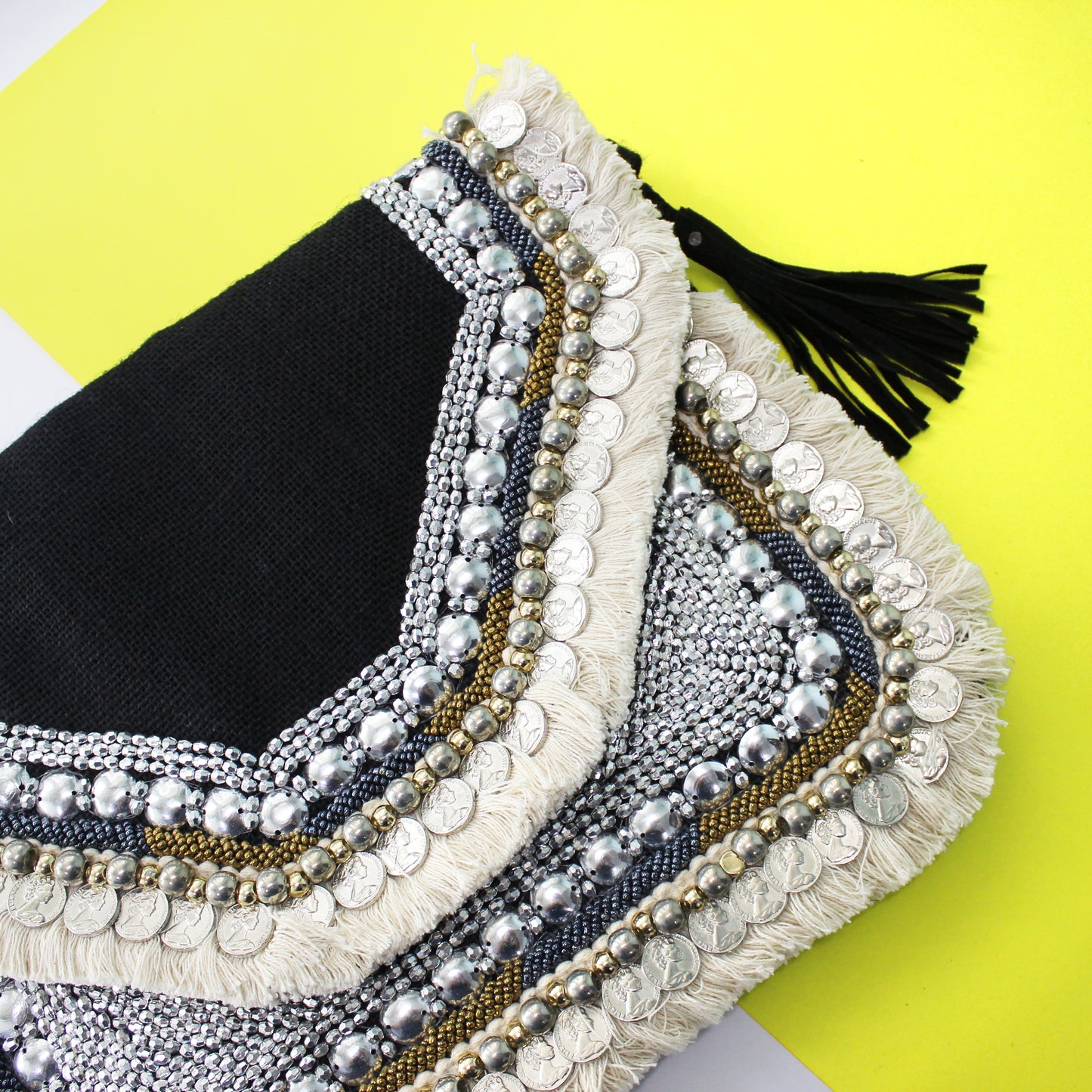 Gypsy Aztec - Black Jute Clutch