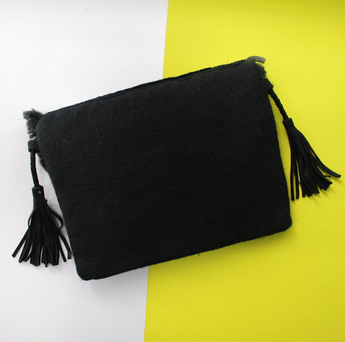 Onyx Black Jute Coin Clutch