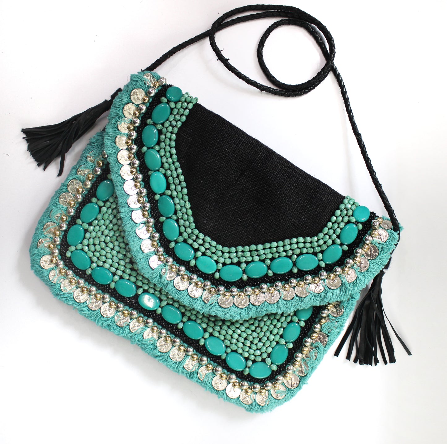 Turquoise Vaso - Glass Beads Bag