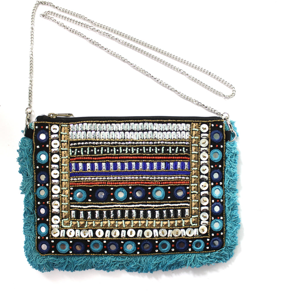 Bluey Beaded Boho Bag