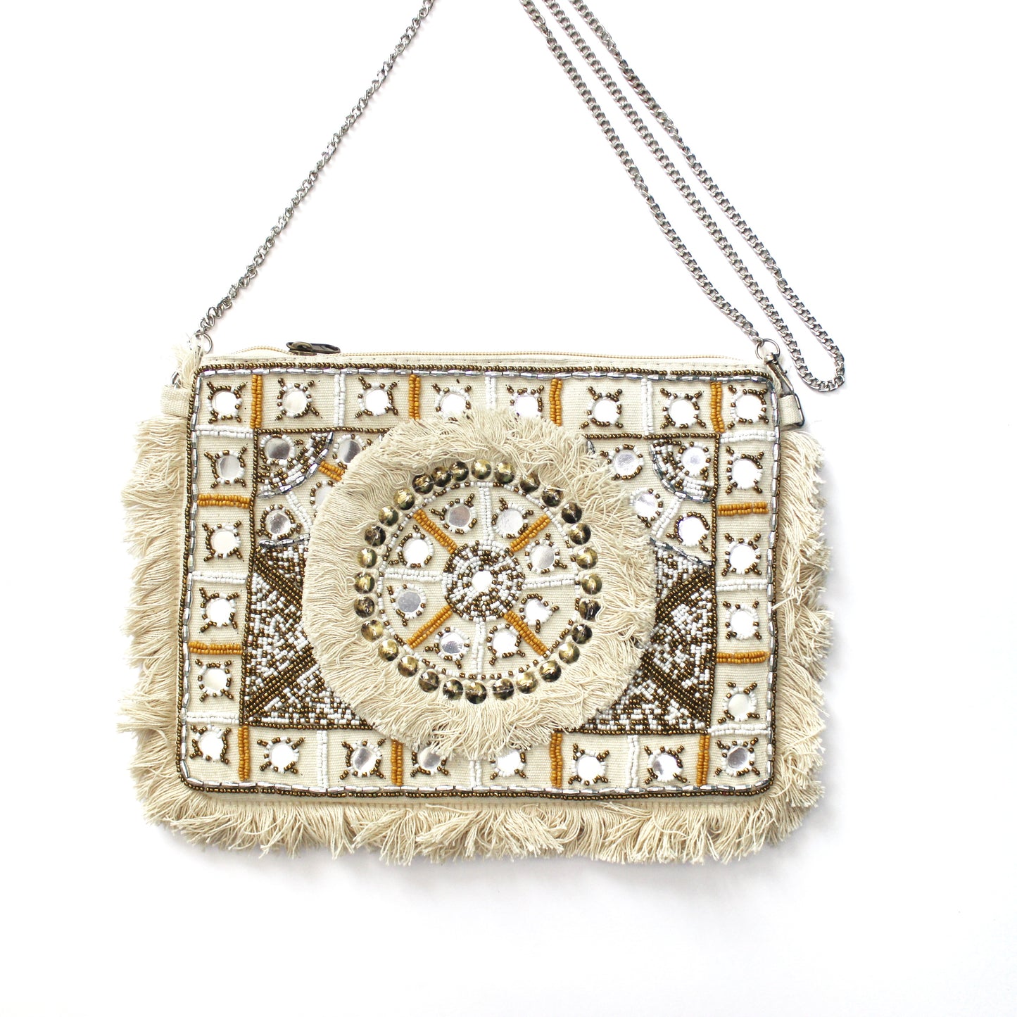 Snow White Beaded Mirror Clutch