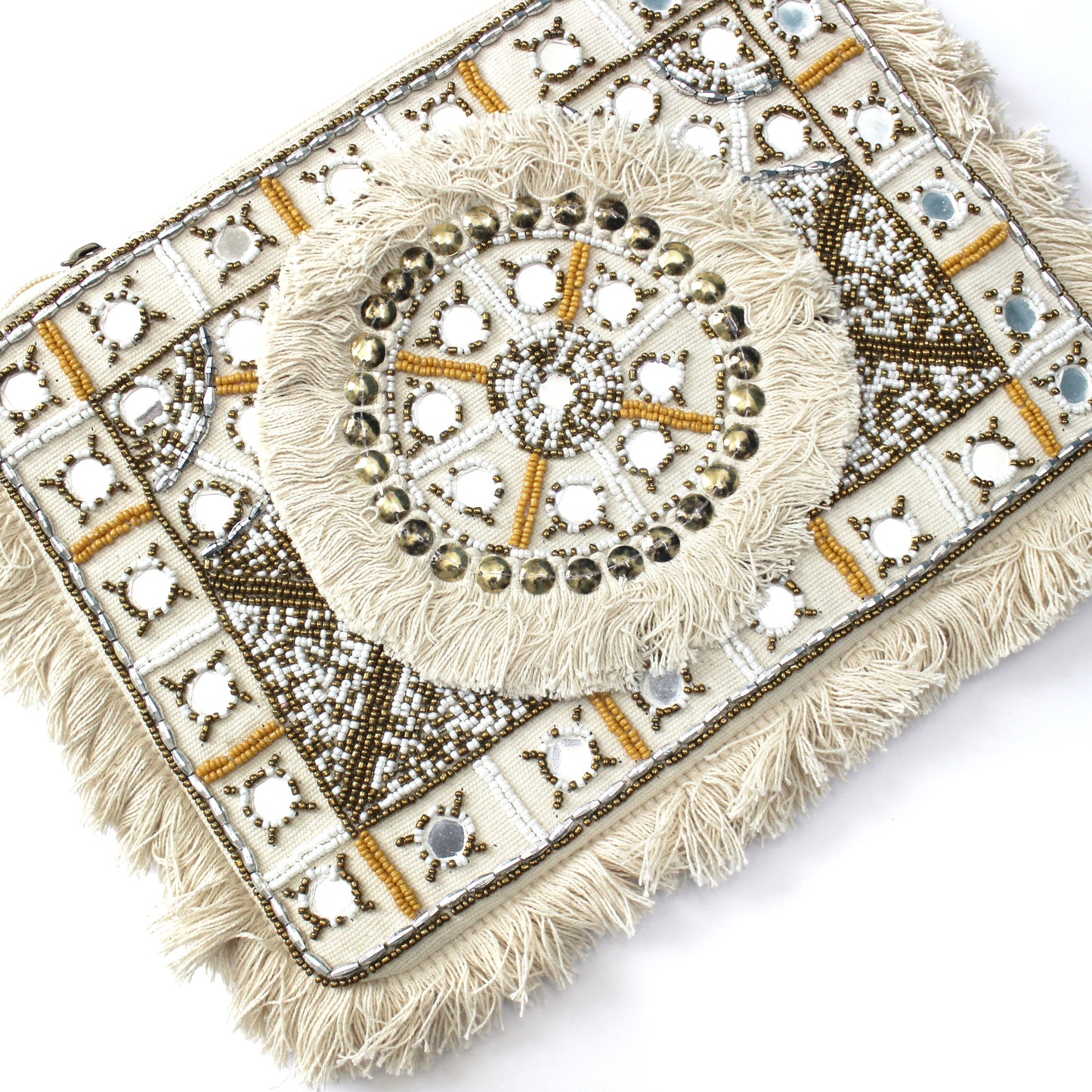 Snow White Beaded Mirror Clutch