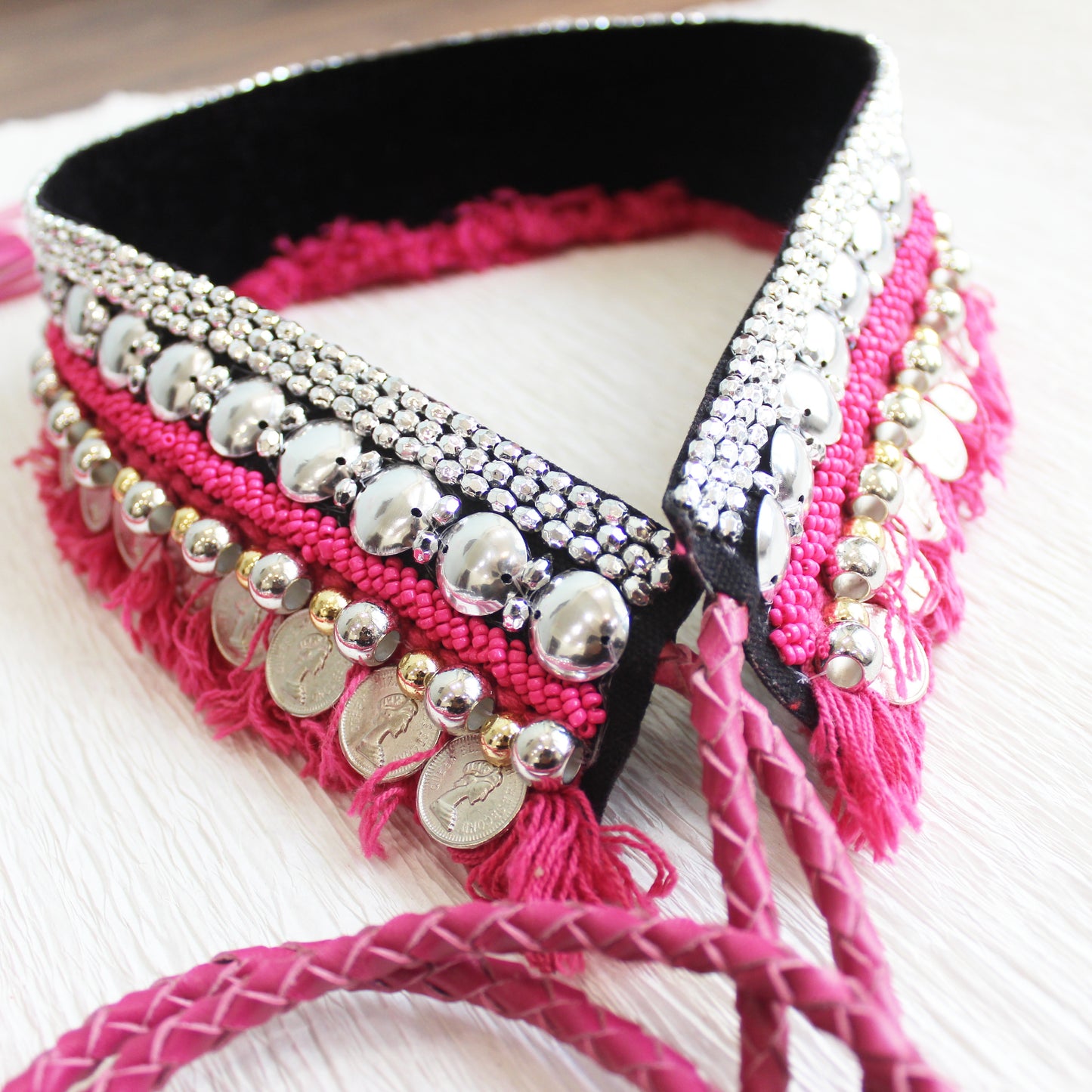 Bohemian Coin Waist Belt - Pink
