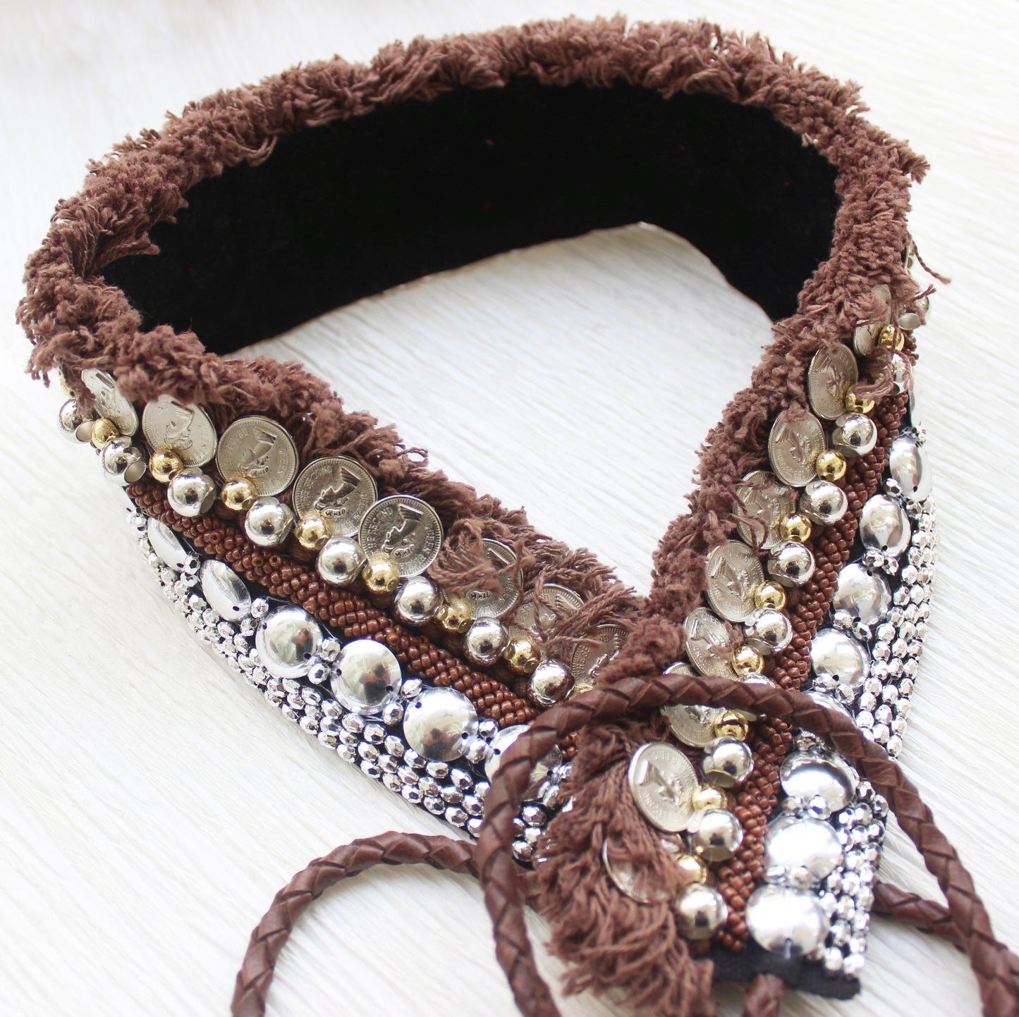Bohemian Coin Waist Belt - Walnut Brown