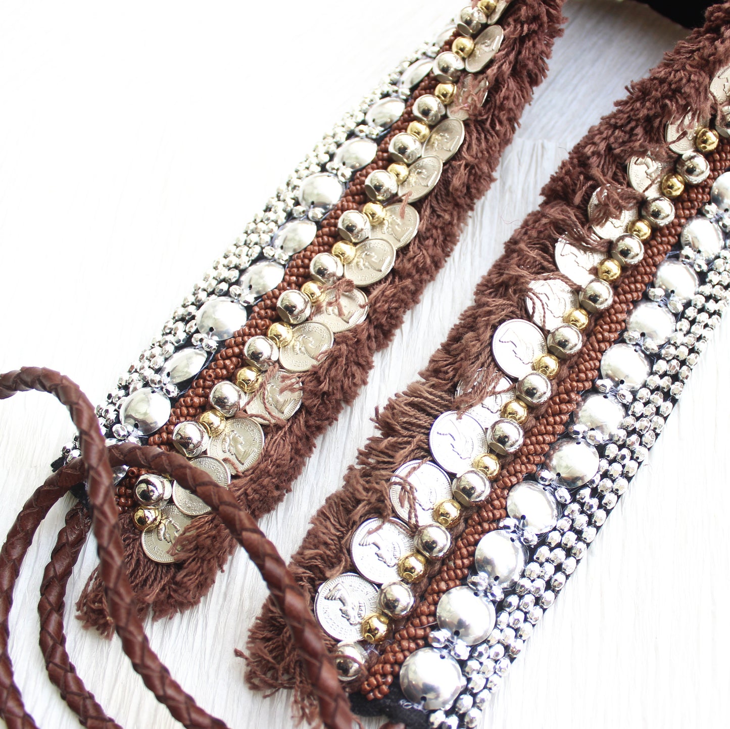 Bohemian Coin Waist Belt - Walnut Brown