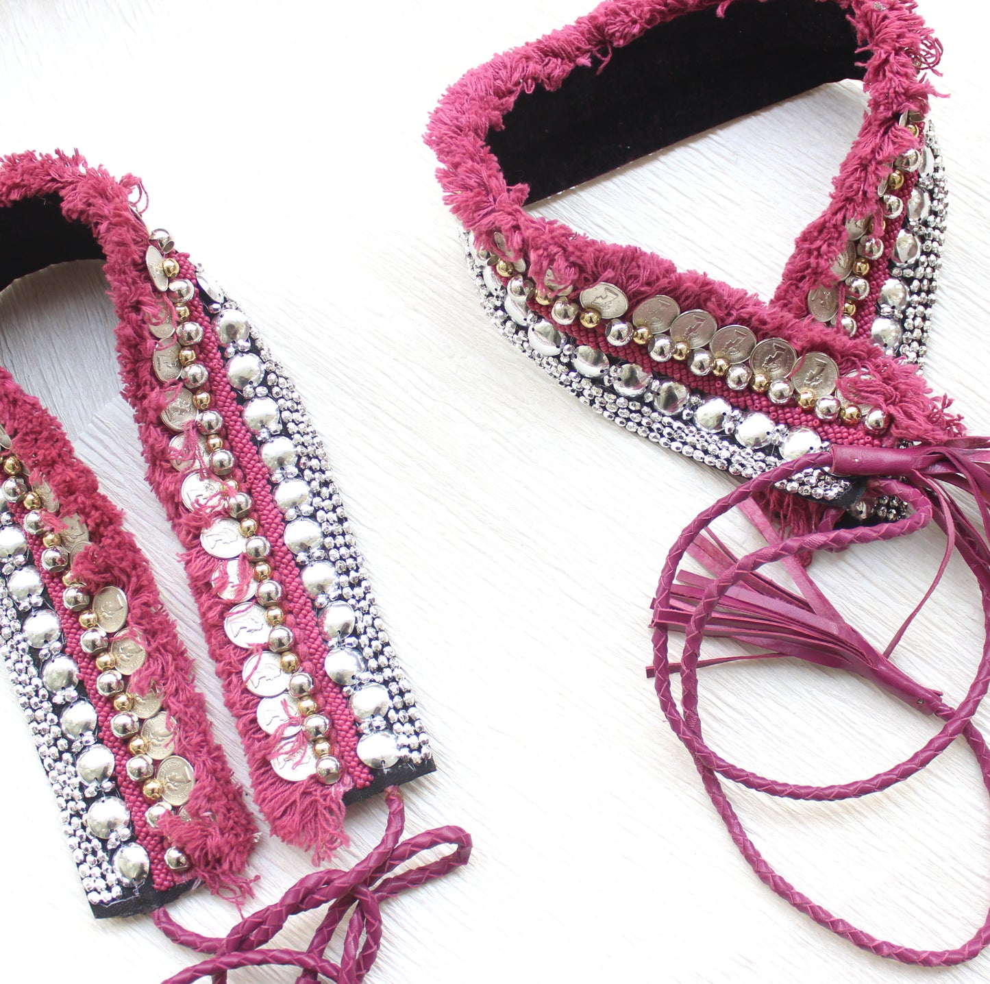 Bohemian Coin Waist Belt - Rouge Pink