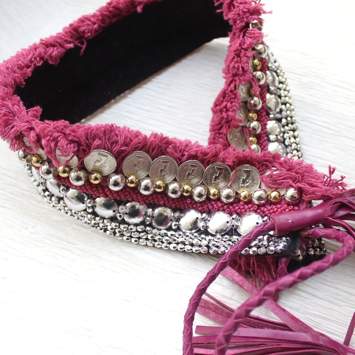 Bohemian Coin Waist Belt - Rouge Pink