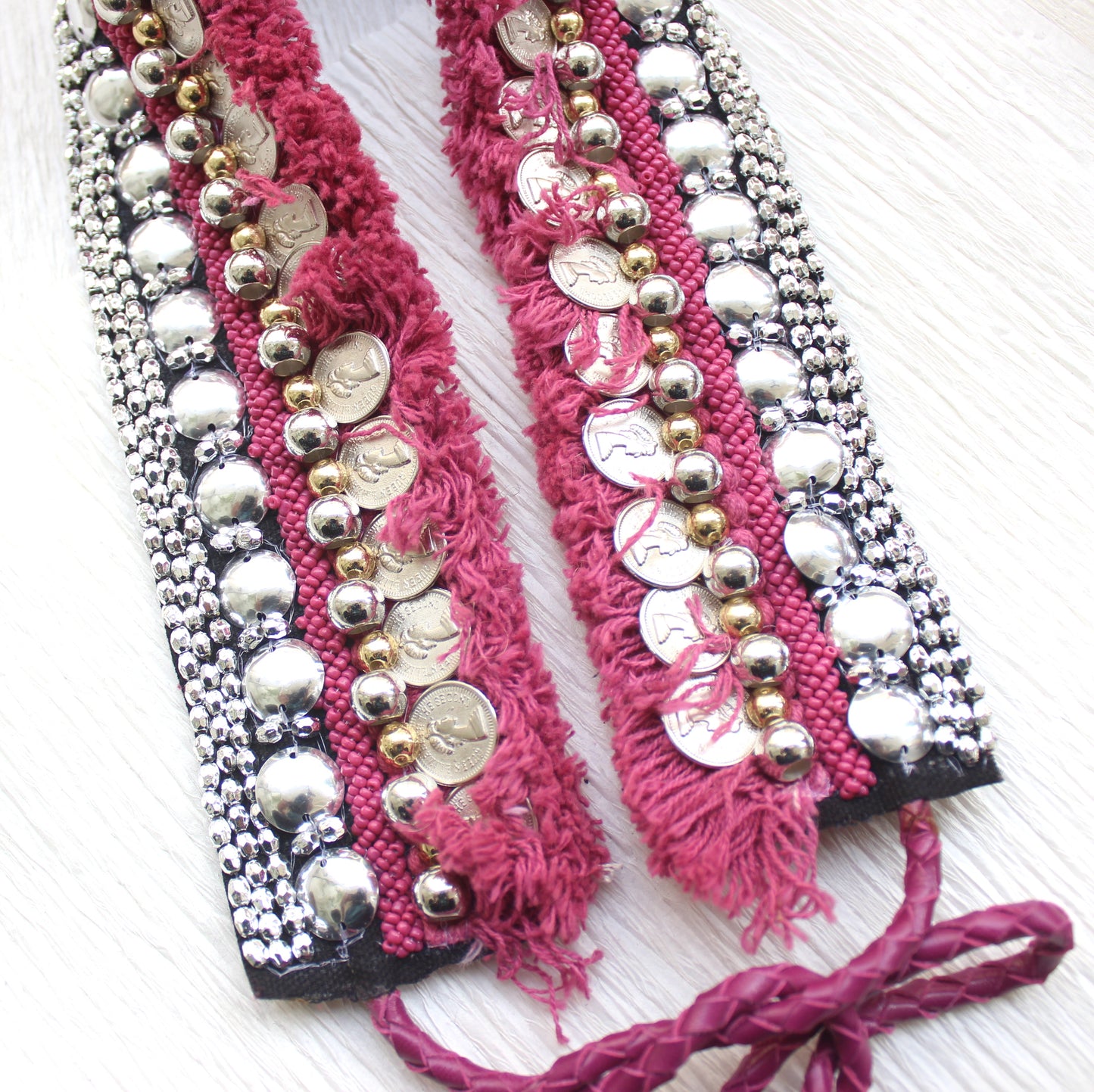 Bohemian Coin Waist Belt - Rouge Pink