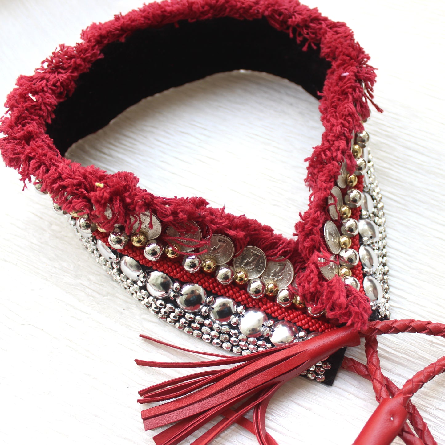 Bohemian Coin Waist Belt - Dark Red