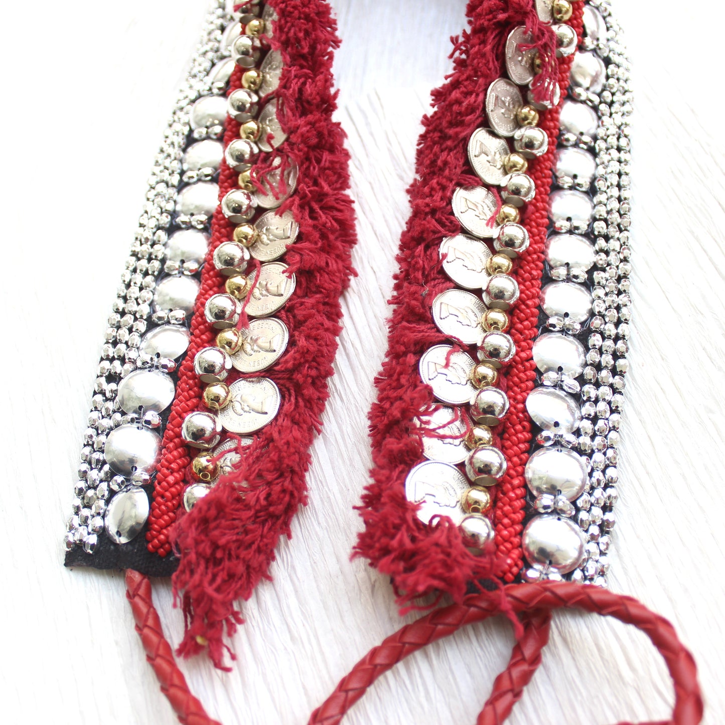 Bohemian Coin Waist Belt - Dark Red