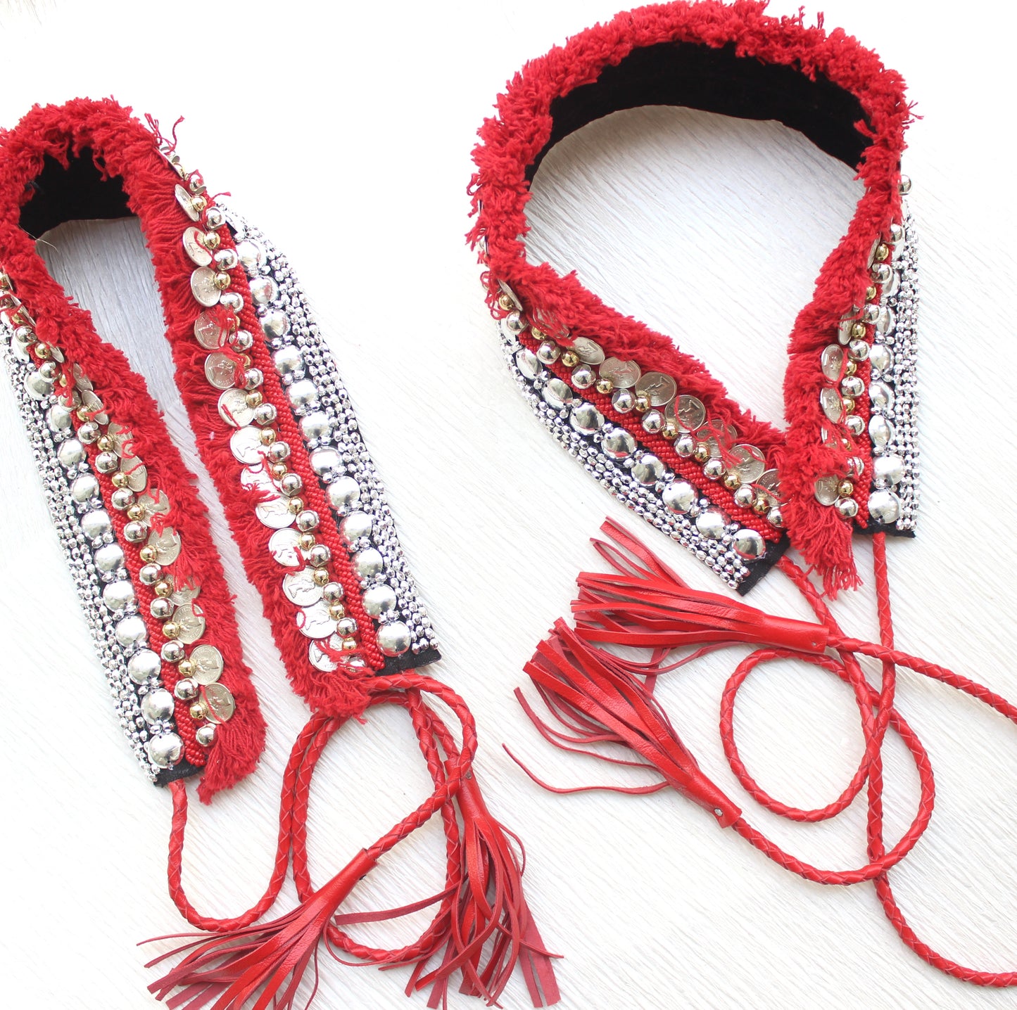 Bohemian Coin Waist Belt - Blood Red