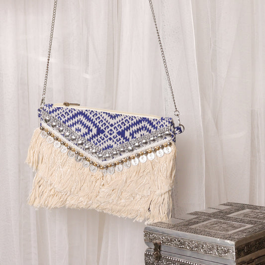 Jacquard Tasseled Blue